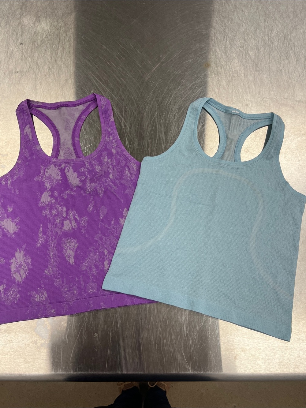lululemon Purple Tie-Dye & Light Blue Runners Racerback Tank Top Set